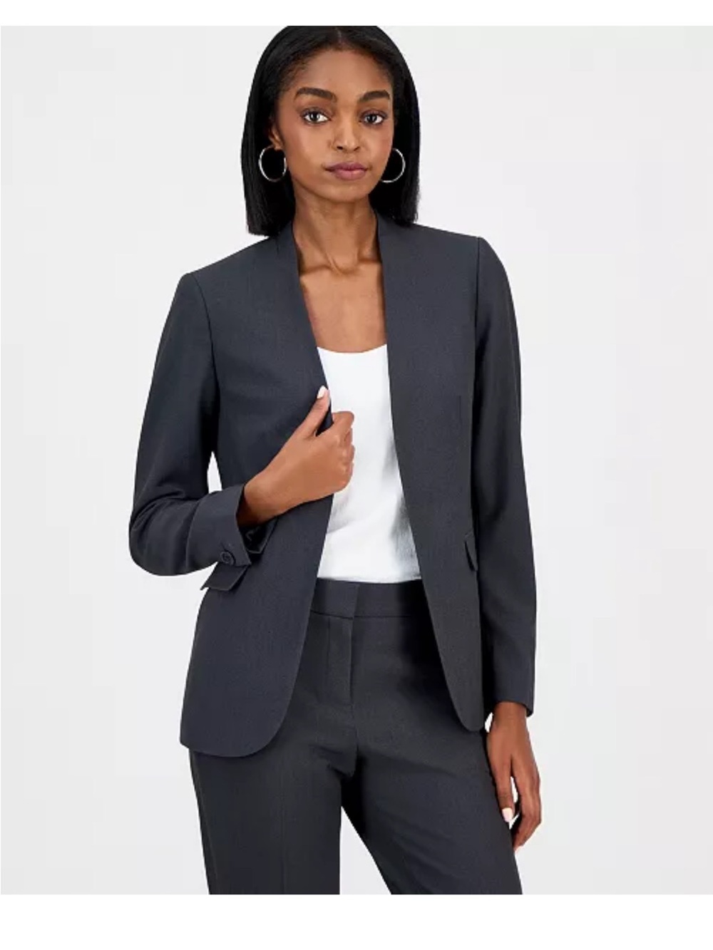 Bar III Dark Charcoal Open-Front Tailored Blazer